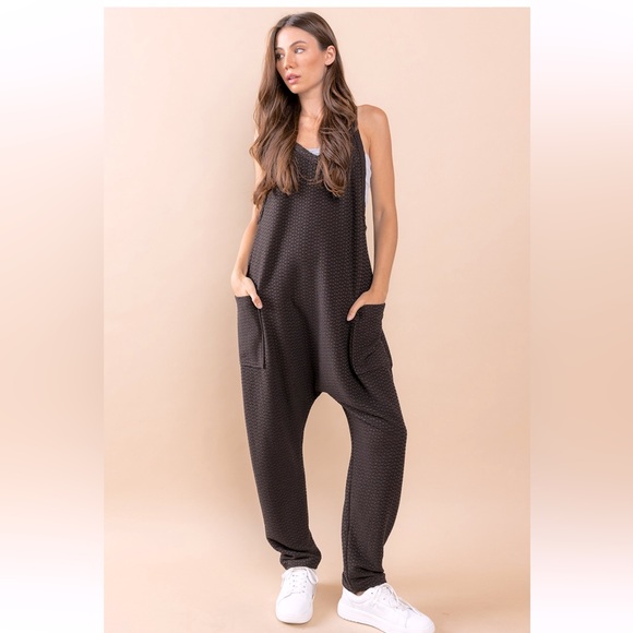 Boho Textured Fabric Harem Jumpsuit - Picture 2 of 7